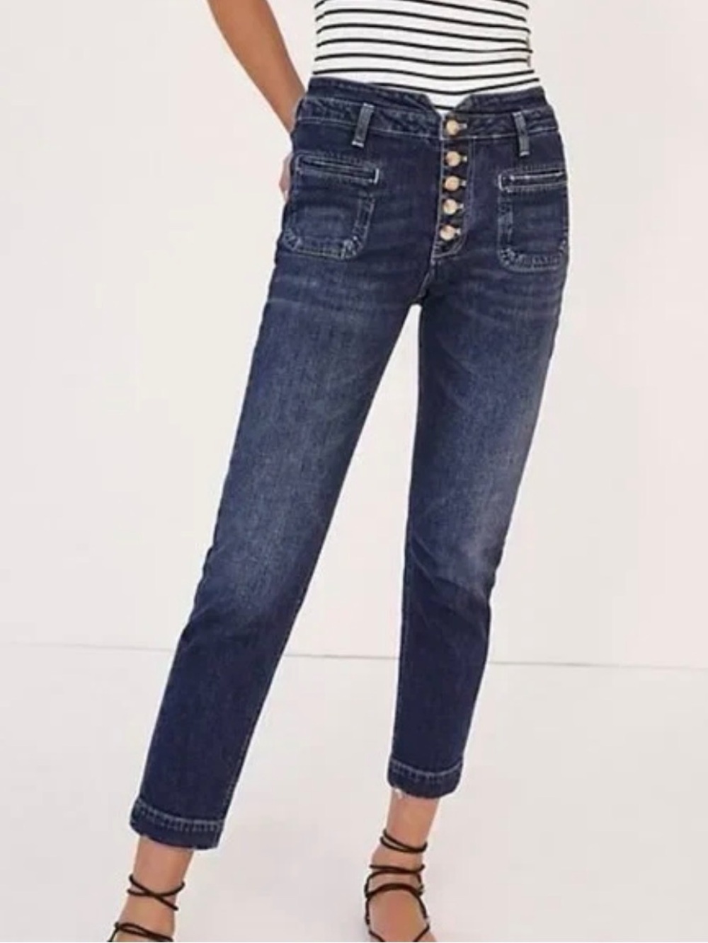 Anthropologie Pilcro High-Rise Slim Utility Jeans Women's Size 27 Patch Pockets